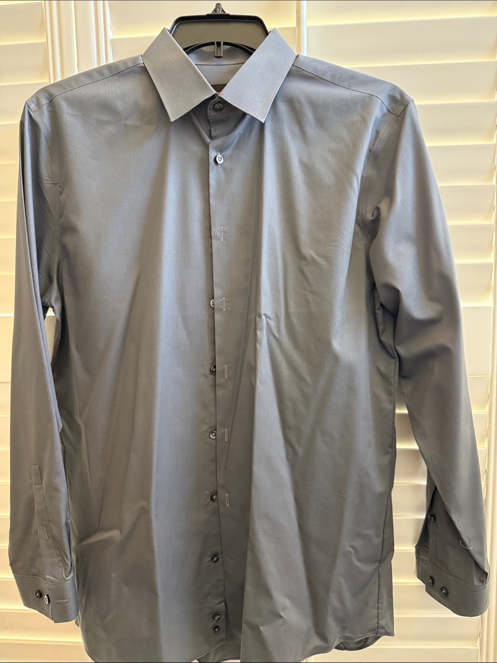 jf j.ferrar Gray Long-Sleeve Dress Shirt - Spread Collar